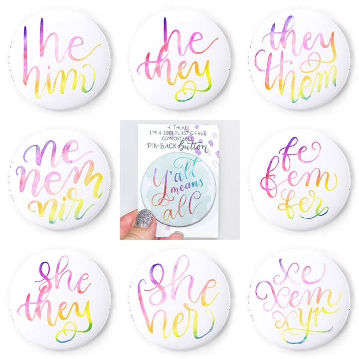 CharmCat - Wholesale Lapel Pin/Button - He/Him Pin-Back Button — Preferred Pronoun Pin
