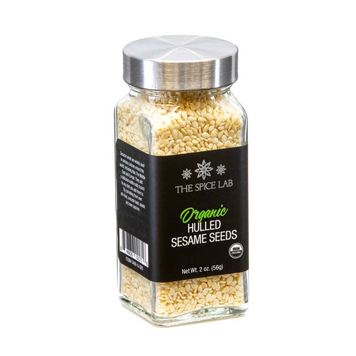 Organic Hulled Sesame Seeds - Case/6 - 2 oz French Jars for wholesale by THE SPICE LAB