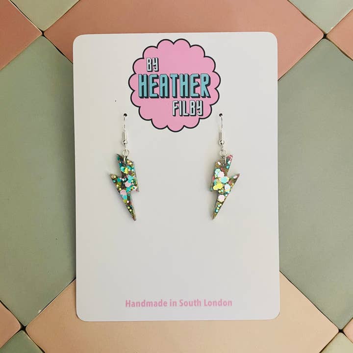 Små Aqua Glitter Lynøreringe for engroshandel hos By Heather Filby