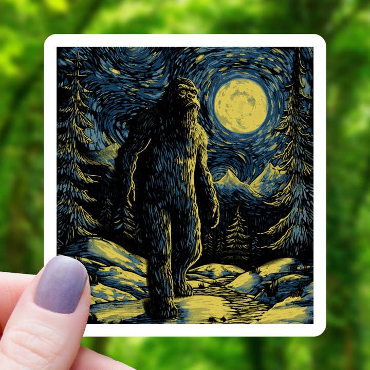 Bigfoot Starry Night Sticker - 3" for wholesale by Mimic Gaming Co