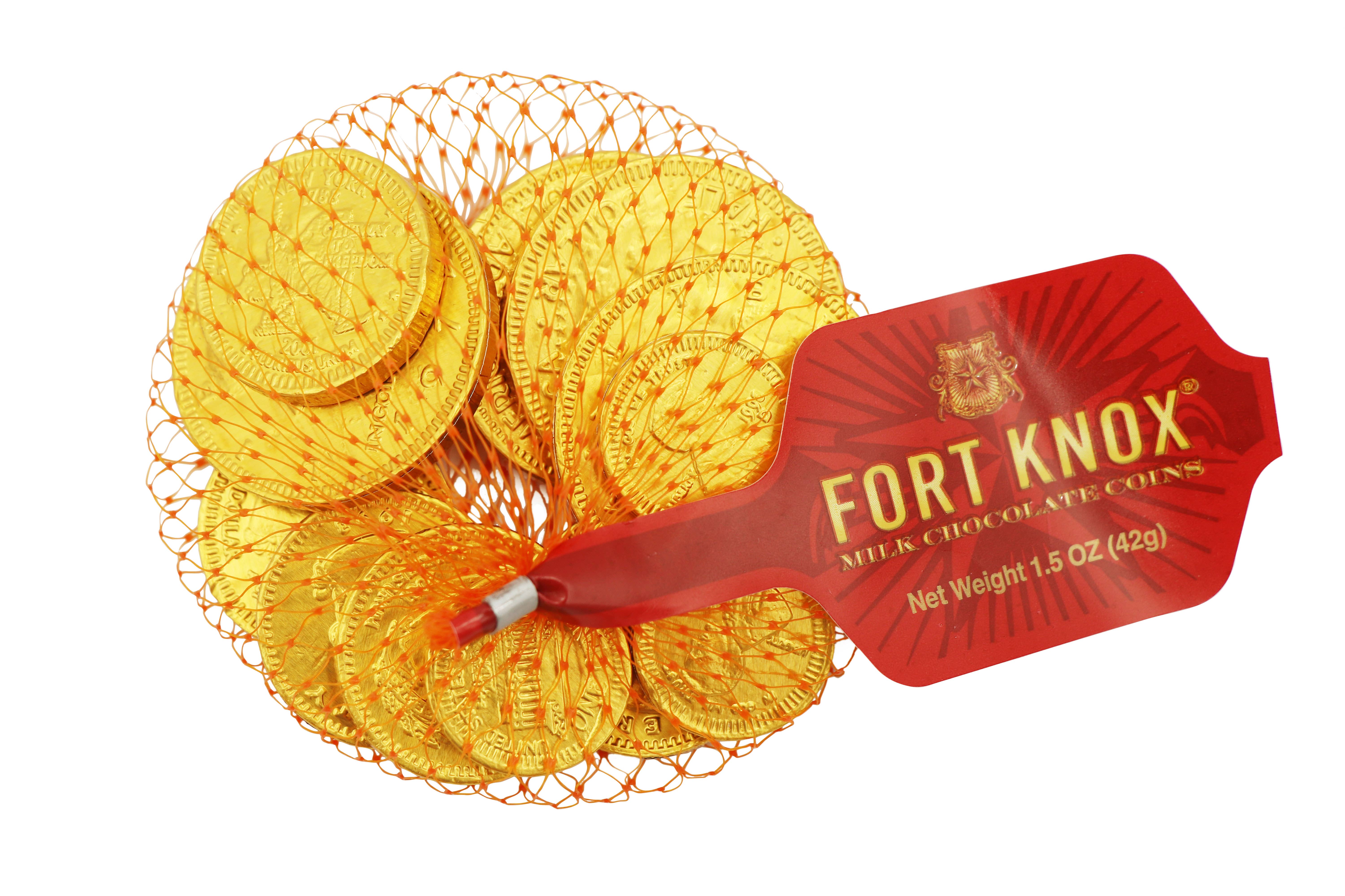 Grandpa Joe's Candy Shop - Wholesale Chocolate - Fort Knox Chocolate Gold Coins 1.5oz Mesh Bags, 18ct Box1