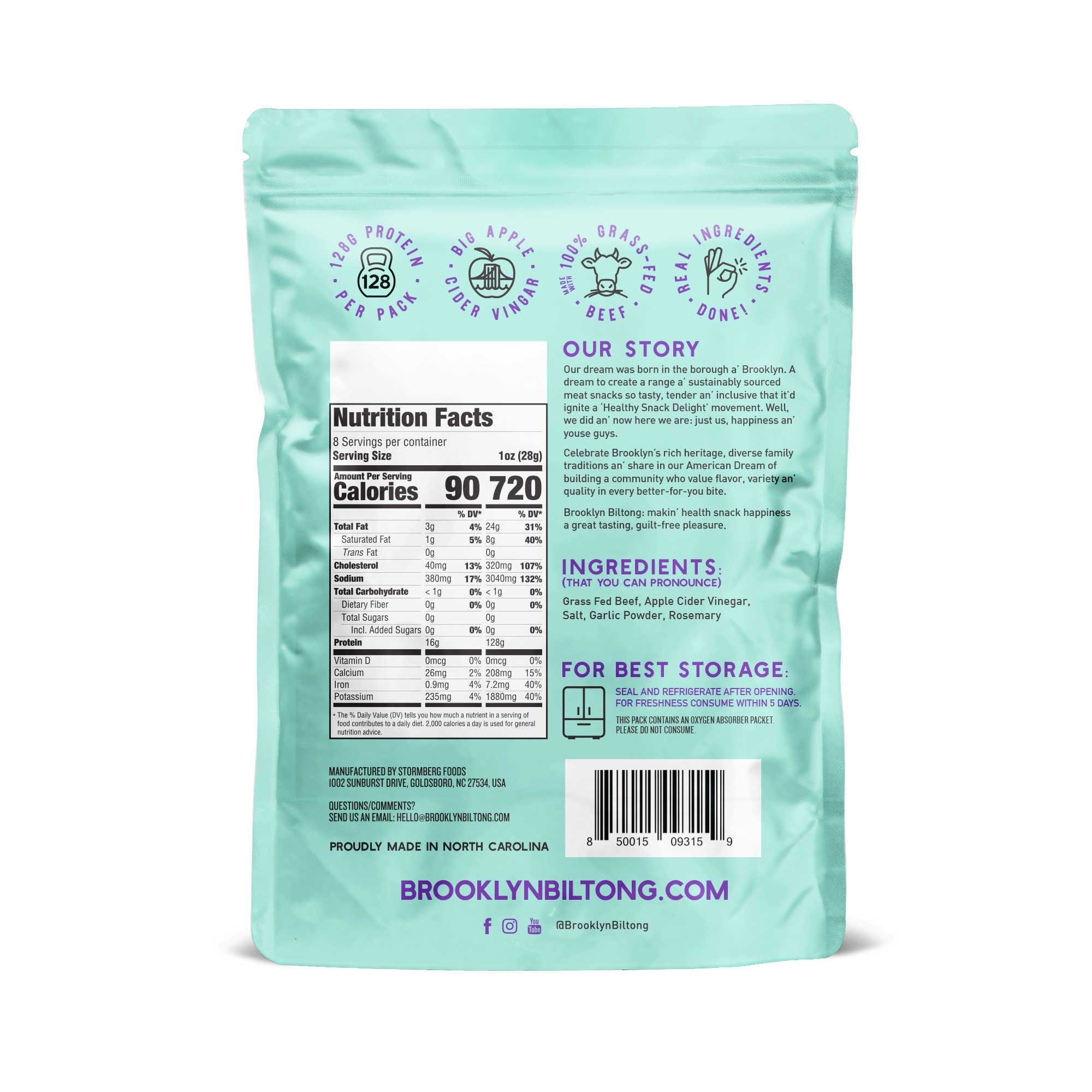 Brooklyn Biltong - Wholesale Jerky - 8oz Steakhouse Grass-Fed Zero Sugar Biltong Tender Jerky2