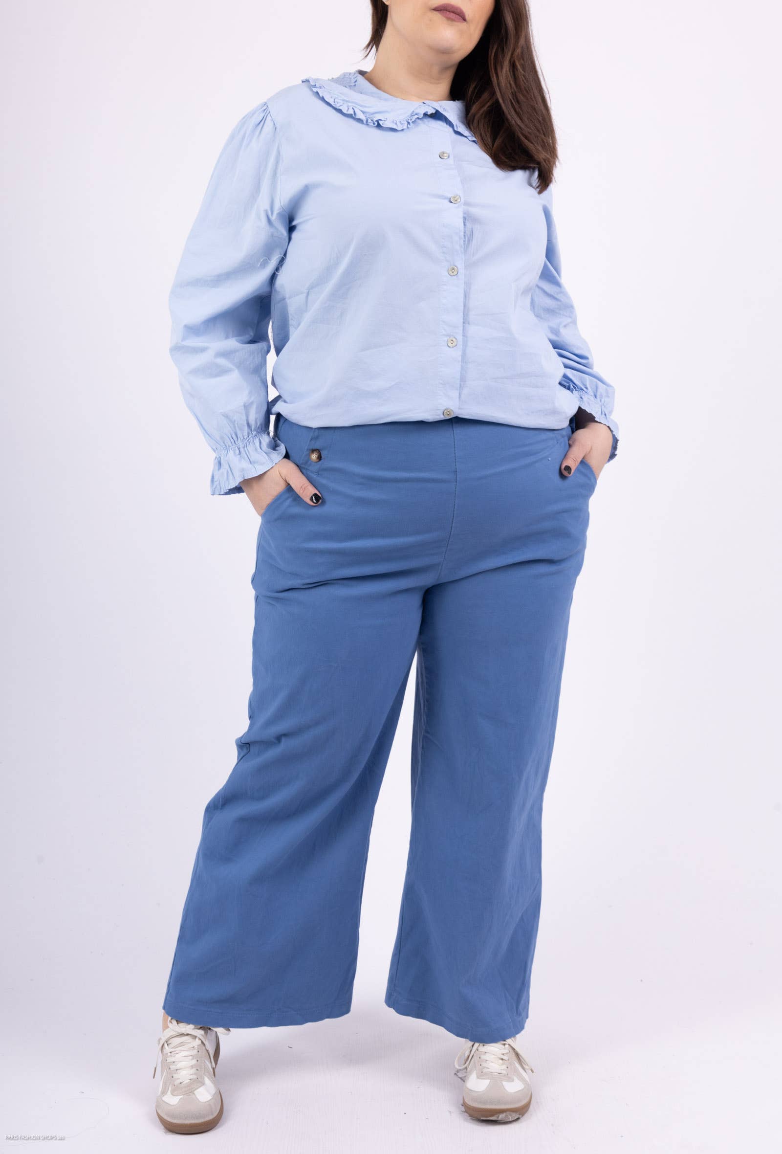 Pépouz' Paris - Wholesale Pants - Women's - PLUS SIZE Pants 97% cotton with buttons PPN2509GT16