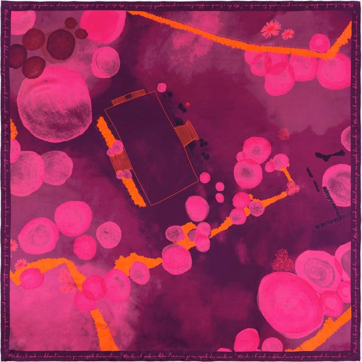 cuadrado de seda 105 - alice neón para venta al por mayor de Petrusse Paris