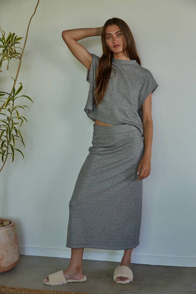 By Together - Wholesale Skirt - Women's - RJ3343 | Knit Cotton Polyester Midi Pencil Skirt4