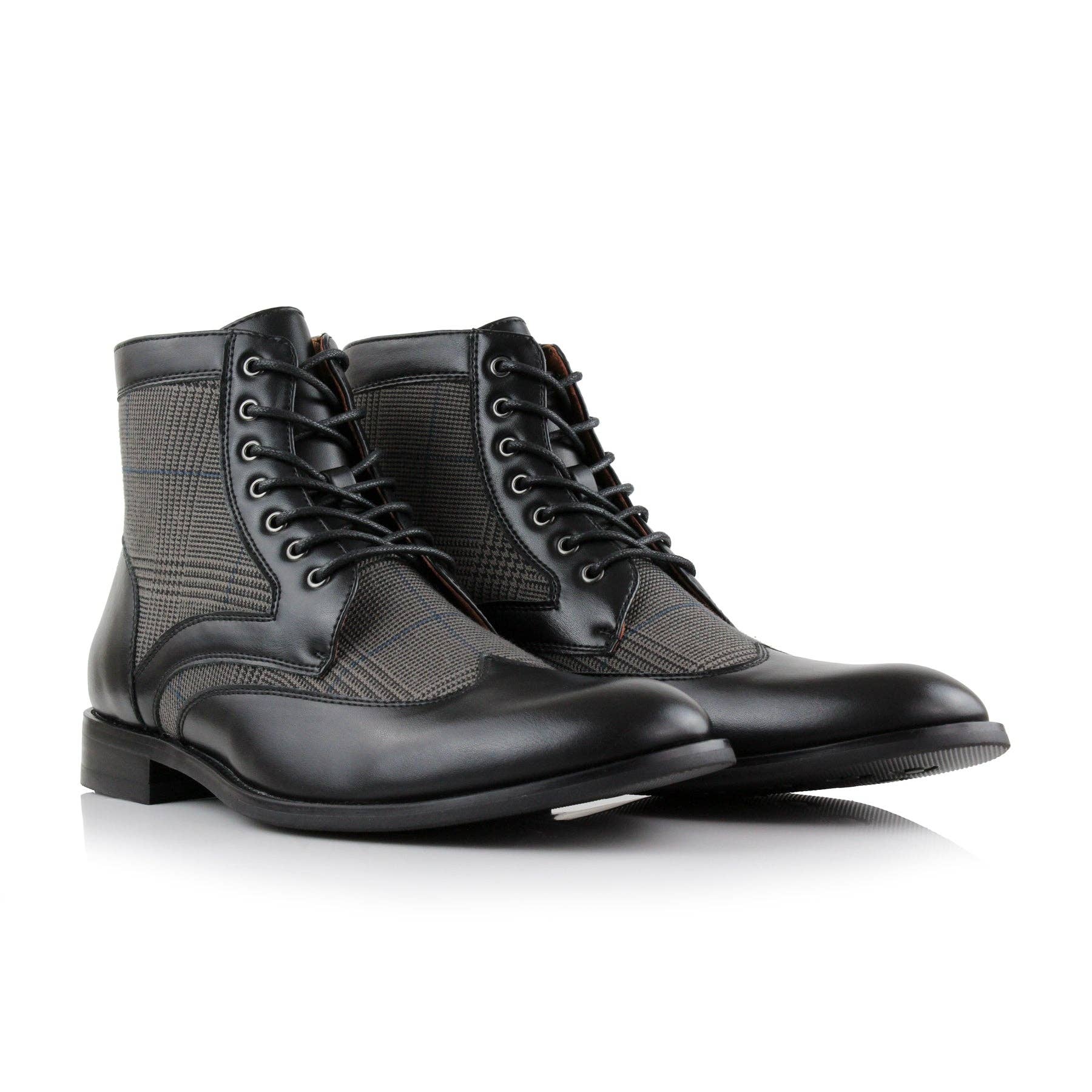 Xadrez preto Botas masculinas Gideon Wingtip Duo-Texturizadas para venda a revendedores na Faire7