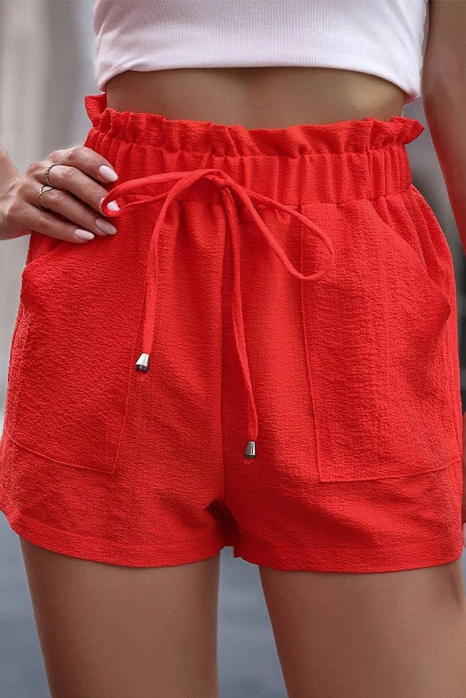UNISHE – Calções – Mulher por atacado – Shorts Primavera Verão Liso Elast com Bolsos de Cintura AXR0826