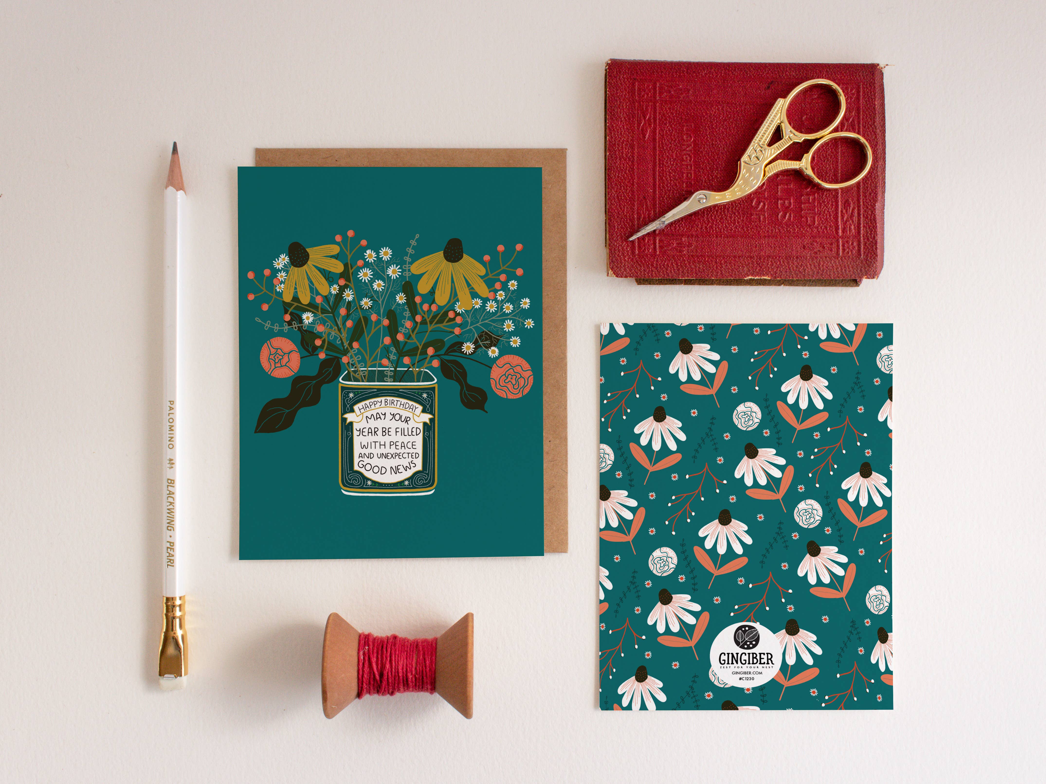 Gingiber - Wholesale Verjaardagskaartje - Verjaardag Bloemenblik Wenskaart3