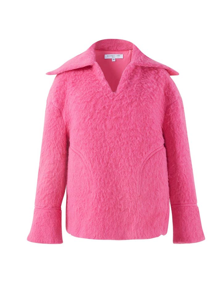 SUNDAY LIFE - Wholesale Knit Sweater - Women's - PALOMA PINK WOOL SWEATER KEEP COMFORTABLY WARM