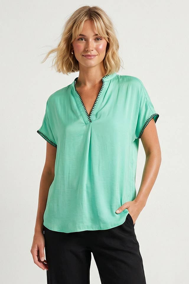 Naked Zebra - Vente Chemisier – femme - Blouse régulière à épaules tombantes avec surpiqûres.5