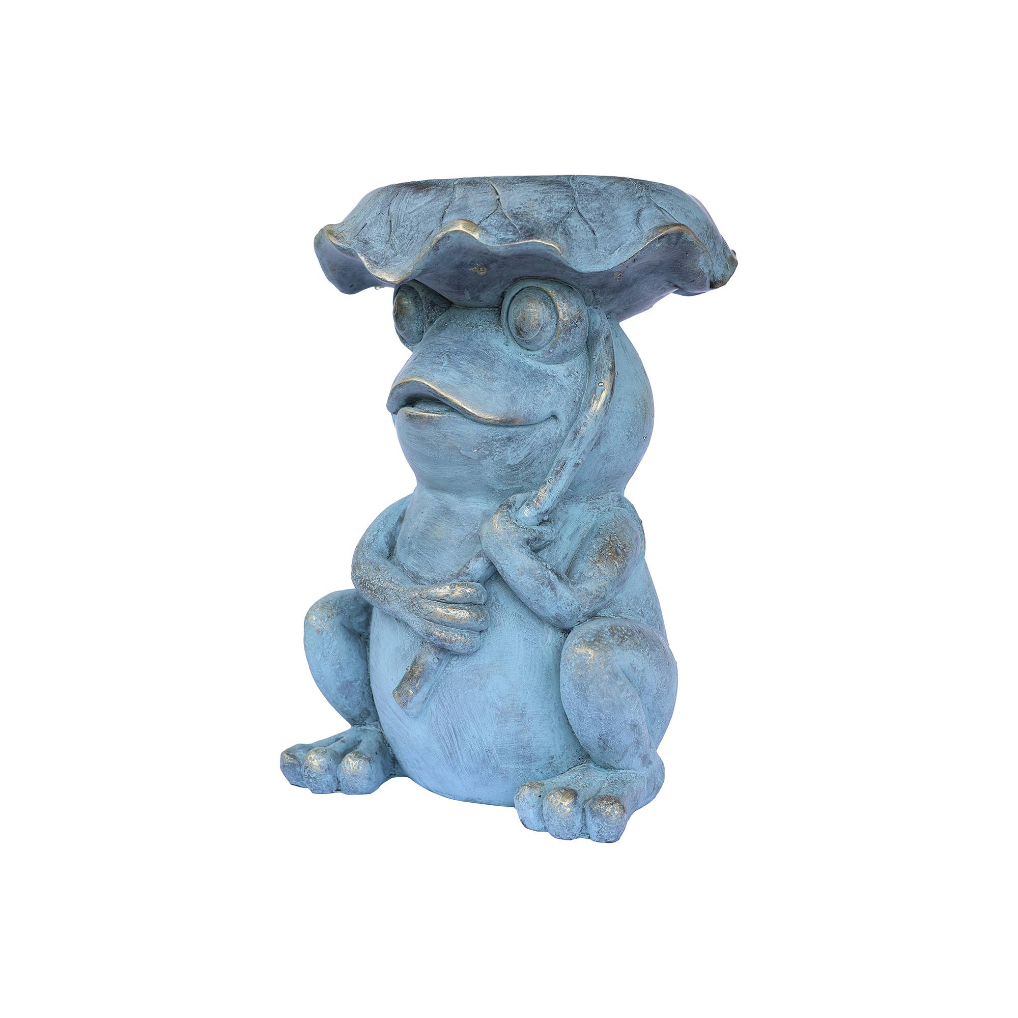 Hi-Line Gift Ltd. - Wholesale Decorative Figurine - Frog And  Lotus Leaf Side Table0