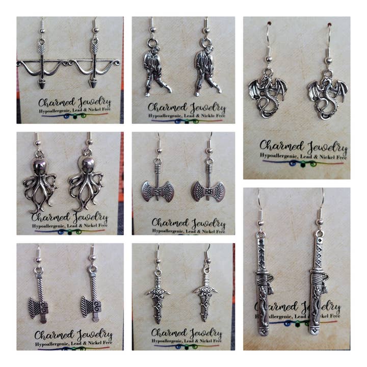 Con-Quest Crafts - Wholesale Dangle Earrings - Fantasy, Gothic, RPG, Gaming, Themed Earrings & Necklaces.