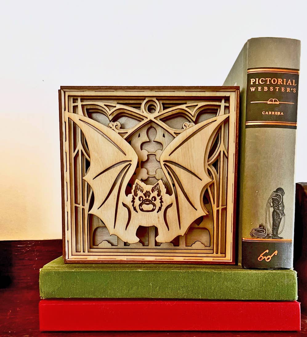 Squirrel Tacos Papercuts - Wholesale Decorative Tabletop Object - Lightbox - Gothic Bat Halloween art1