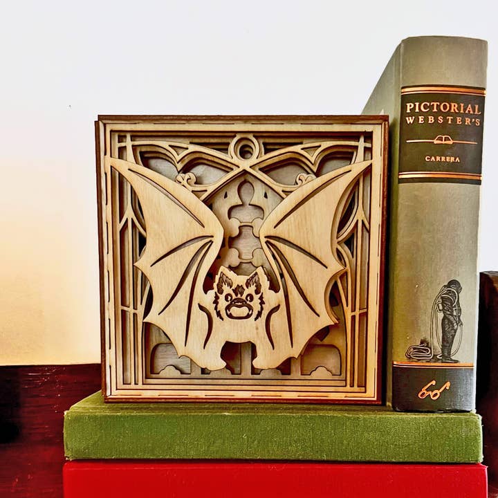 Squirrel Tacos Papercuts - Wholesale Decorative Tabletop Object - Lightbox - Gothic Bat Halloween art1