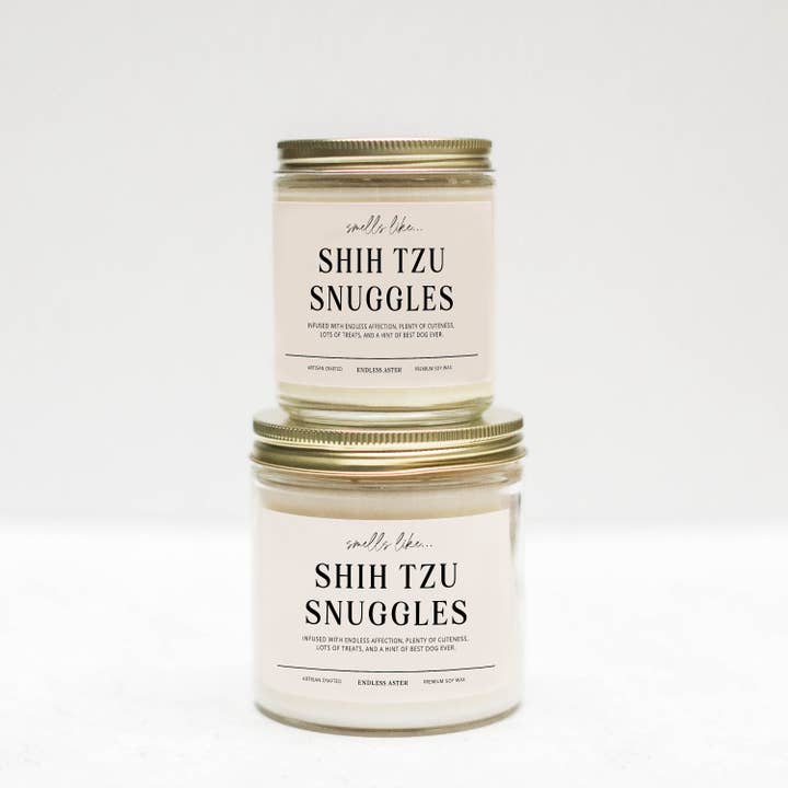 Endless Aster - Wholesale Jar/Filled Candle - Shih Tzu Snuggles - 8, 16 oz Soy Wax Jar Candle, Pet, Dog1