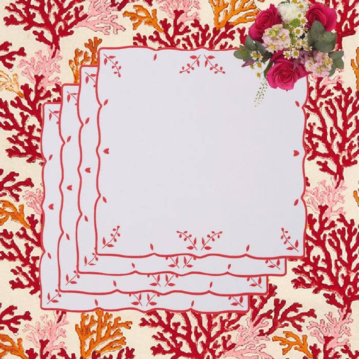 Madame Smart Ltd - Wholesale Placemat - Red Garden Motif Placemats - Set of 41