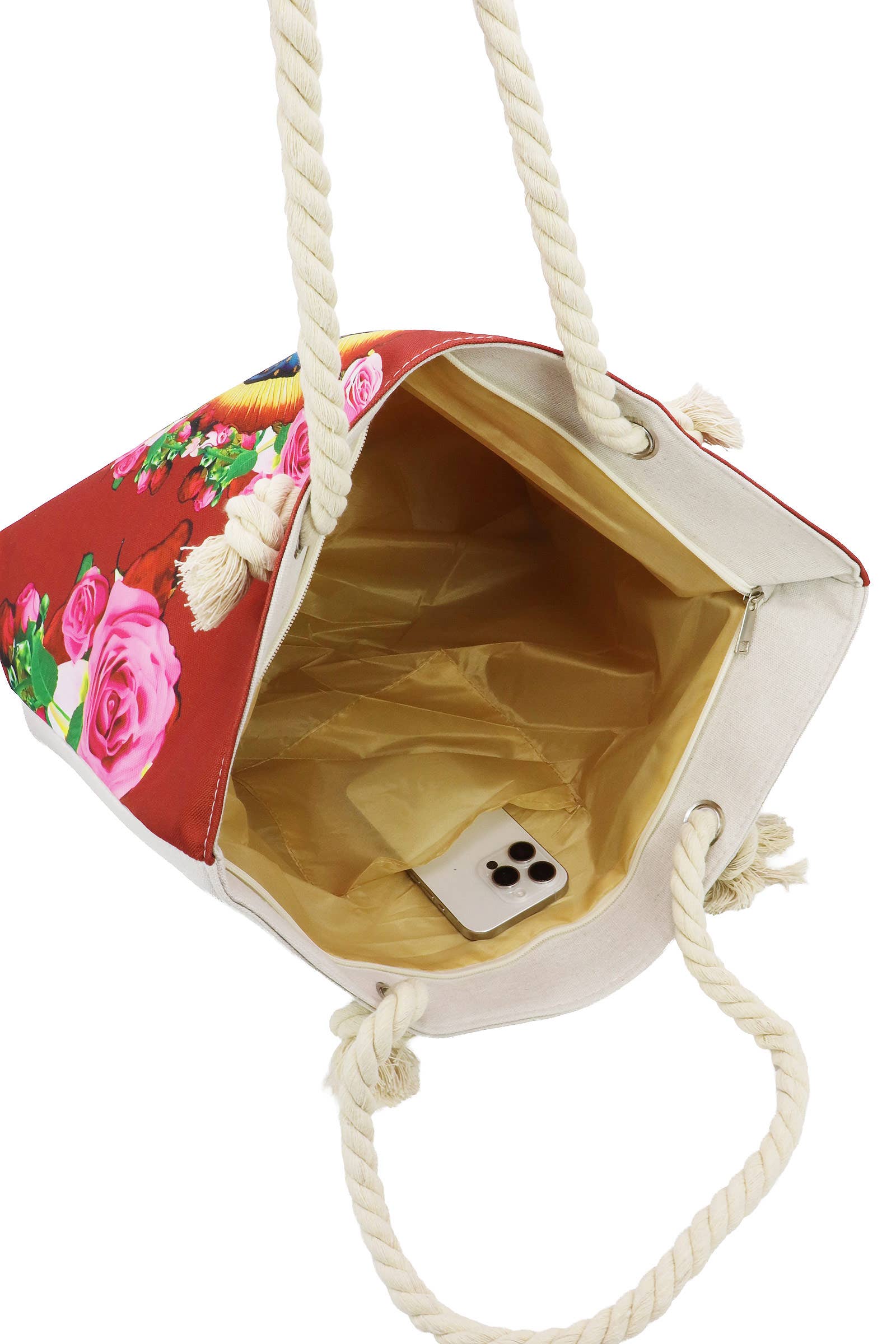 DARK RED Guadalupe Virgen Mary Zippered Canvas Tote Bag for wholesale on Faire7