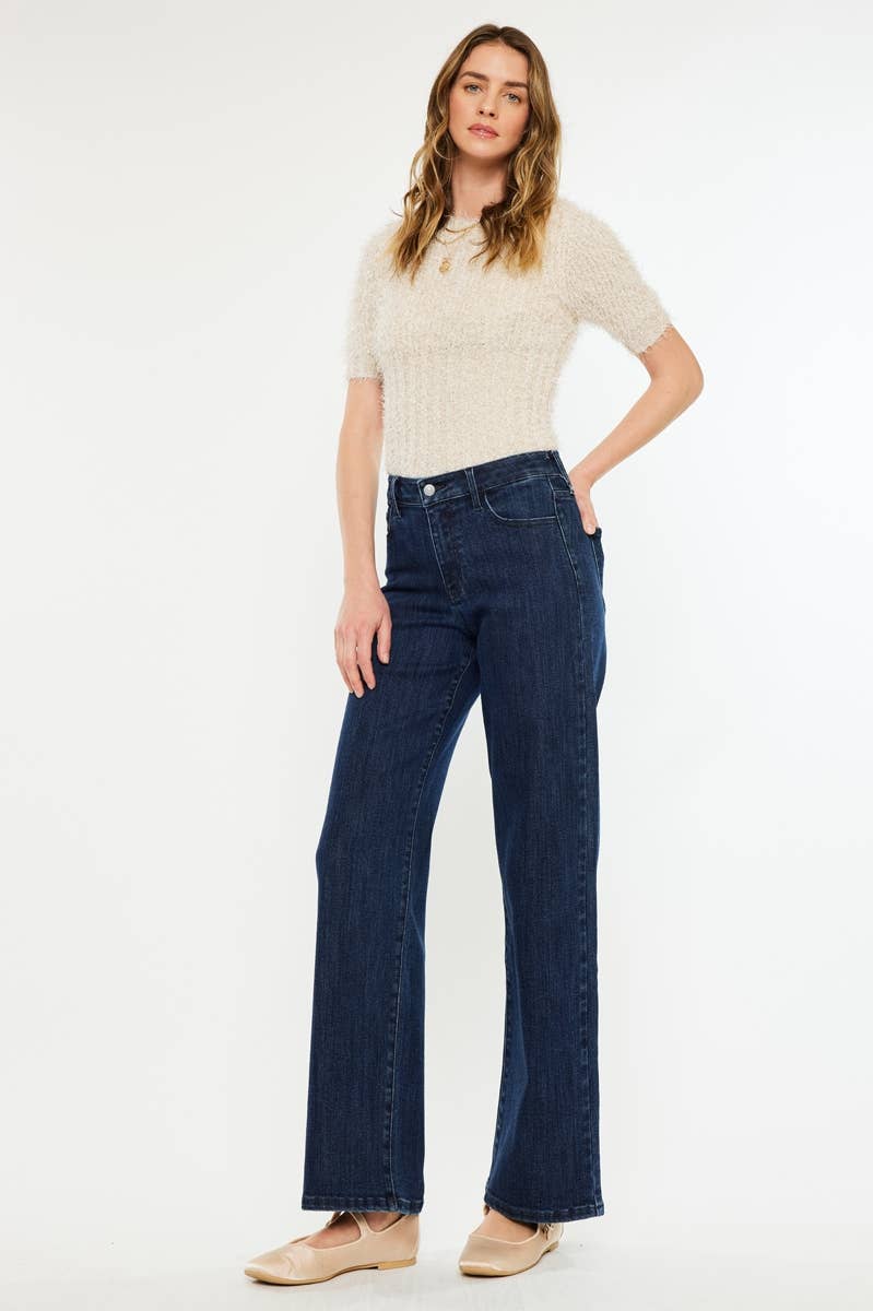 DARK OPEN PACK HIGH RISE WIDE LEG JEANS-KC20089D for wholesale on Faire1