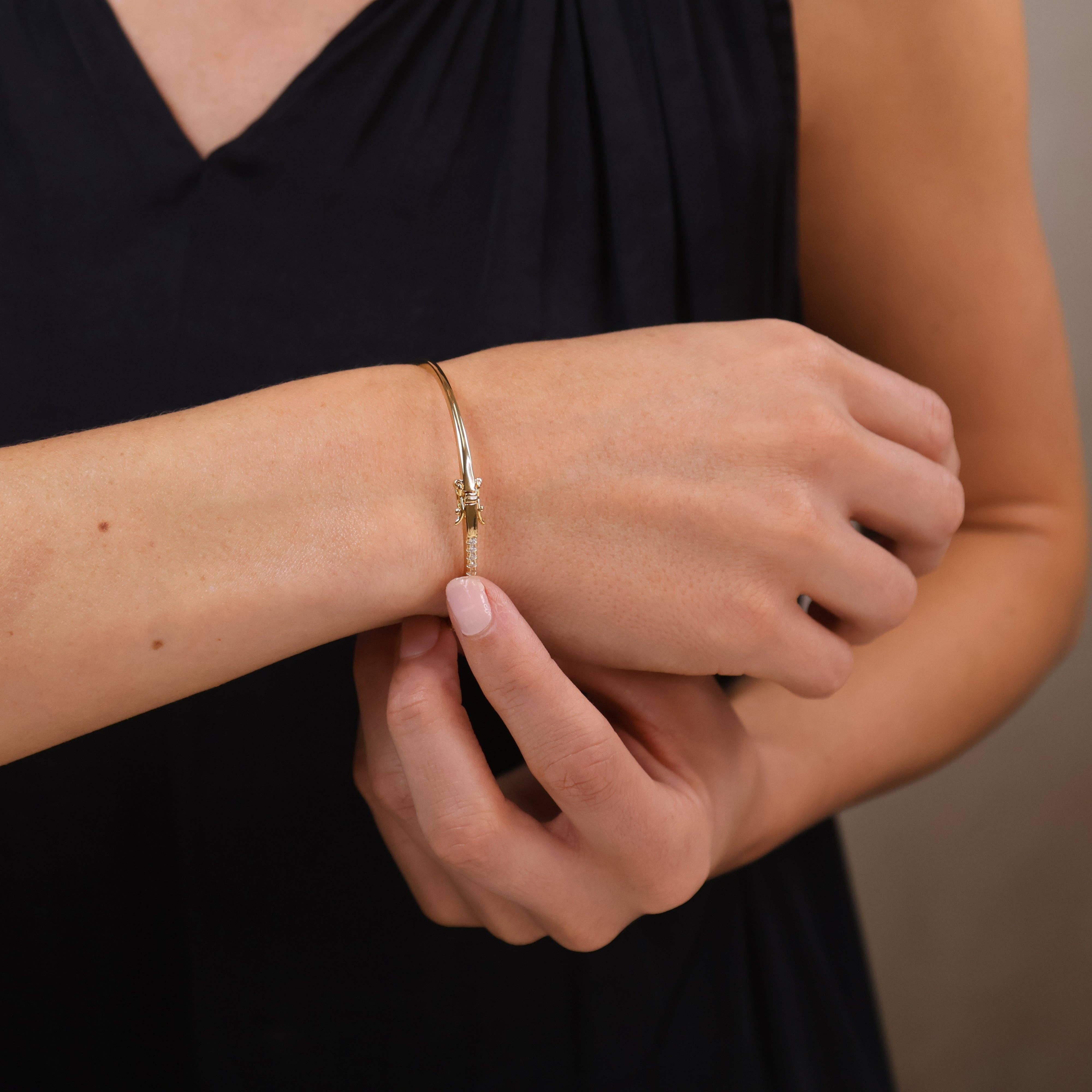 GoldFi - Wholesale Bangle Bracelet - 18k Gold Filled Thin Line CZ Bangle Bracelet10