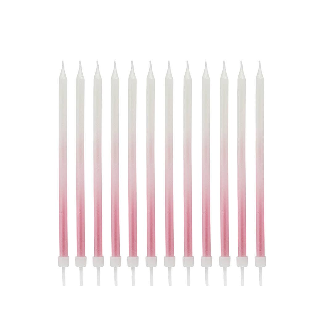 Hootyballoo by Club Green - Wholesale Cake Candle - Pink Ombre Tall Skinny Wax Candles 12 Pack0