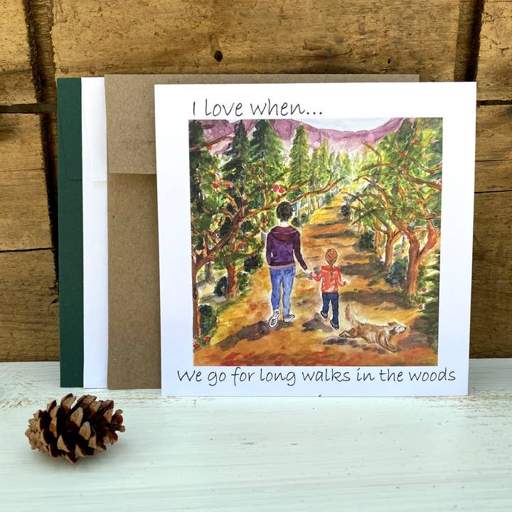 Carte d'art de la série Walks in the Woods : I Love When pour la vente par Dark Fox Creative