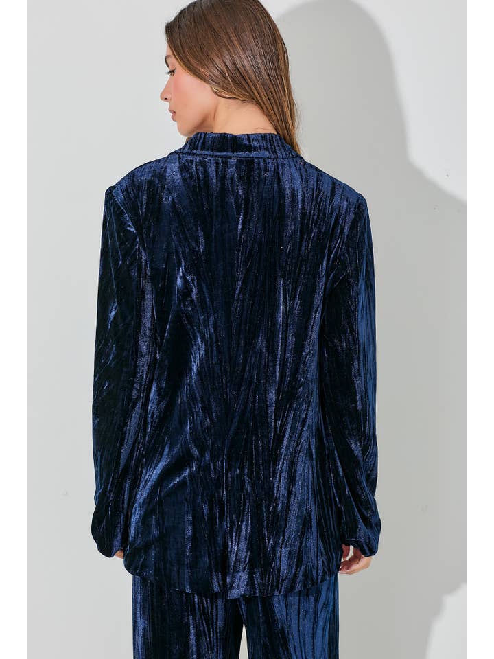 Baevely by Wellmade USA - Wholesale Blazer - Women's - PLEATED VELVET BLAZER