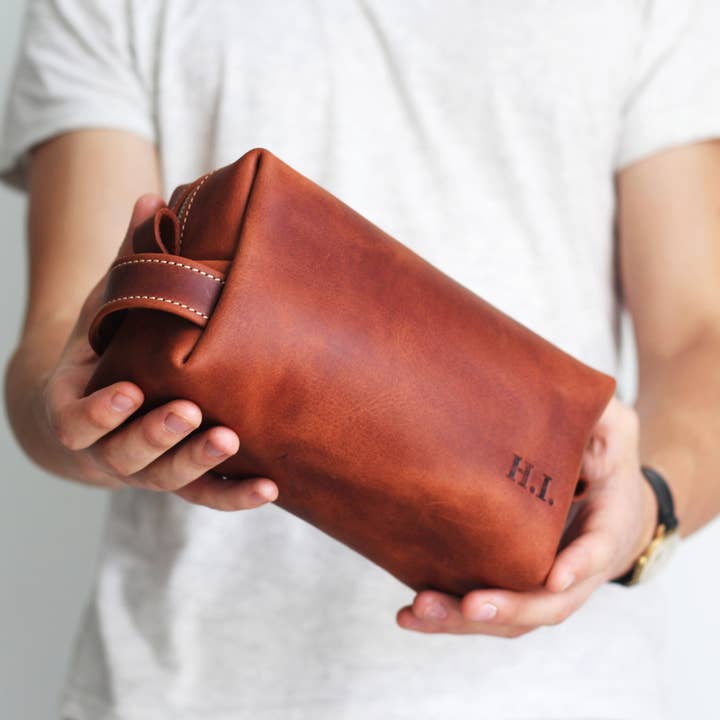 Pol Leather Studio - Wholesale Toiletry bag – men's - Monogrammed Dopp Kit Men, Husband Toiletry Bag5
