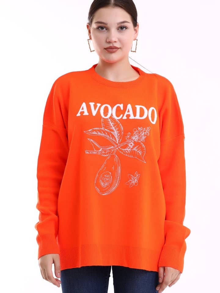 MAGLIONE IN MAGLIA CON STAMPA AVOCADO per la vendita all'ingrosso da parte di Cloth Cube