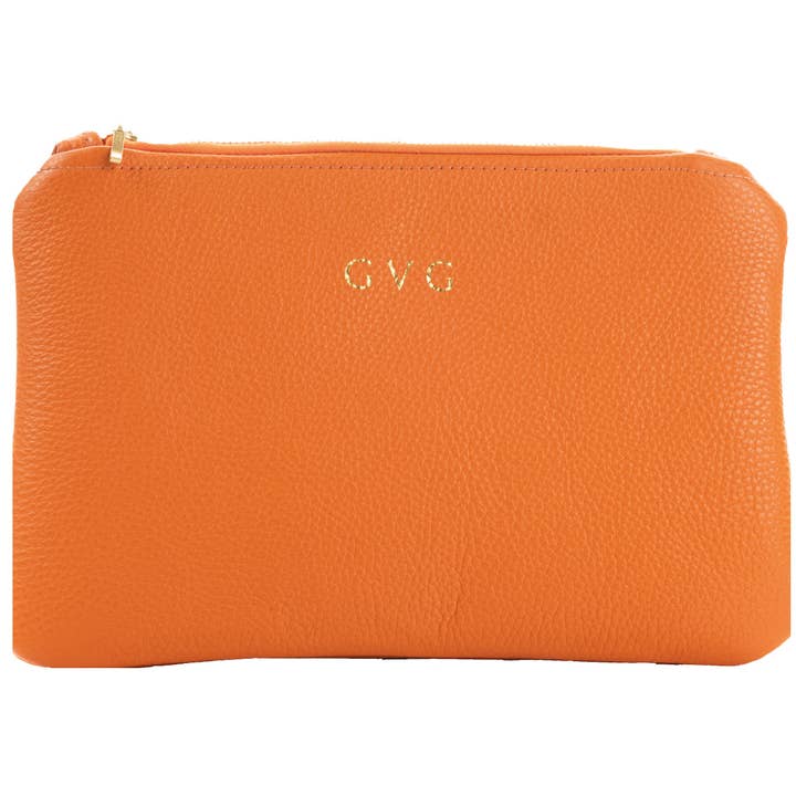 Clutch aus Leder - Orange für den Großhandel von GVG Accessories