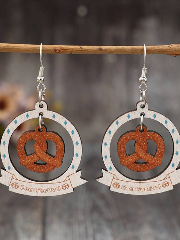 Beer Festival Hollow Circle Geometric Wooden Earrings SP590 for wholesale by UNISHE
