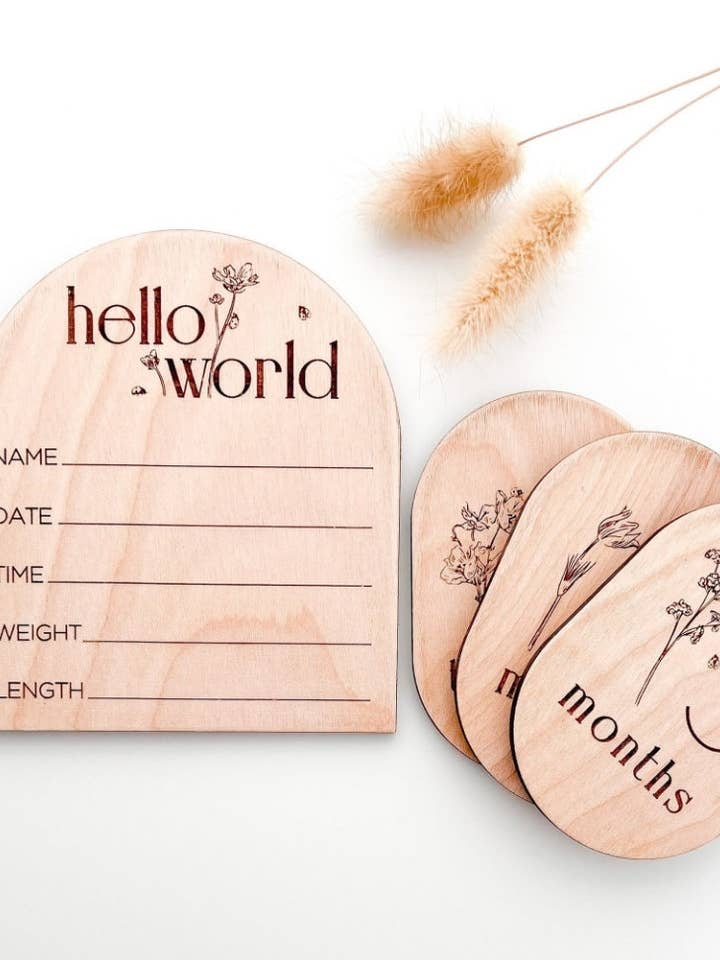 Holz-Baby-Monatsmeilensteinkreise 1 - 12 Monate und Kleiderschrankteiler für den Großhandel von Laser by D.A.M.