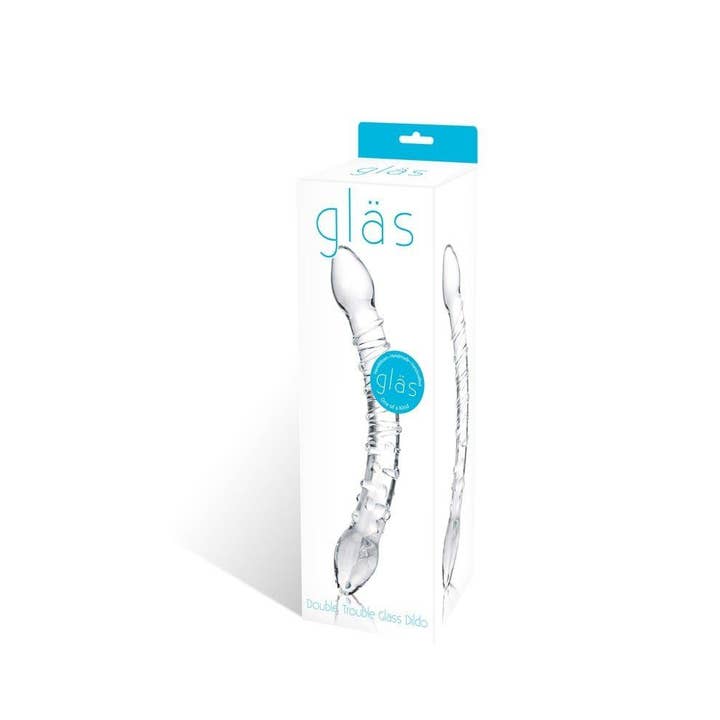 Lingerie Mart - Venta al por mayor Juguetes eróticos - Dildo de vidrio con doble problema, transparente, OS GLAS-16