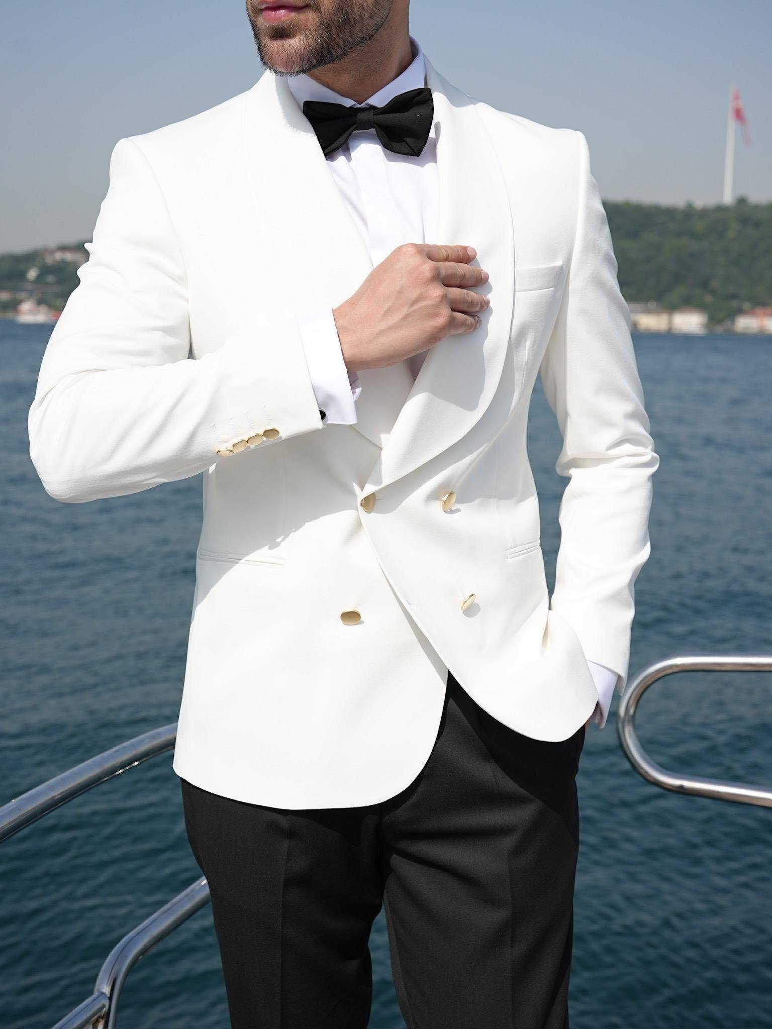 parez suits - Wholesale Tuxedo Set - Men's - White Tuxedo Groom Suit for men Parez Suit3