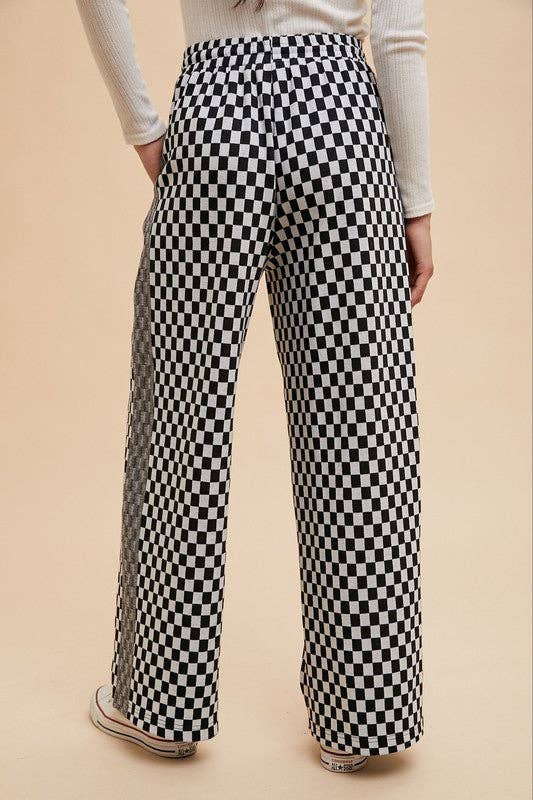 Black Annie Wear Drawstring Checkered Wide Leg Pants for wholesale on Faire3