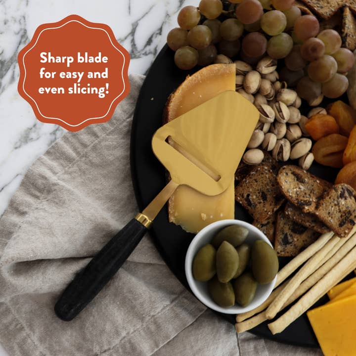 HOST AT HOME by The Bamboo Abode – wholesale Cheese spreader – Black Marble Handheld Cheese Slicer, Cheese Plane