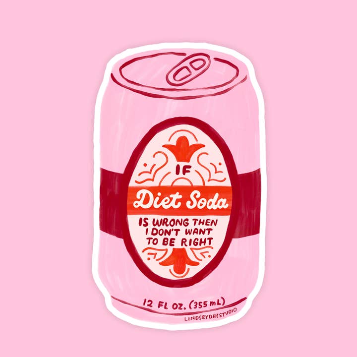 Diät-Soda-Aufkleber, Lustiger Lebensmittelaufkleber für den Großhandel von Lindsey Day Studio
