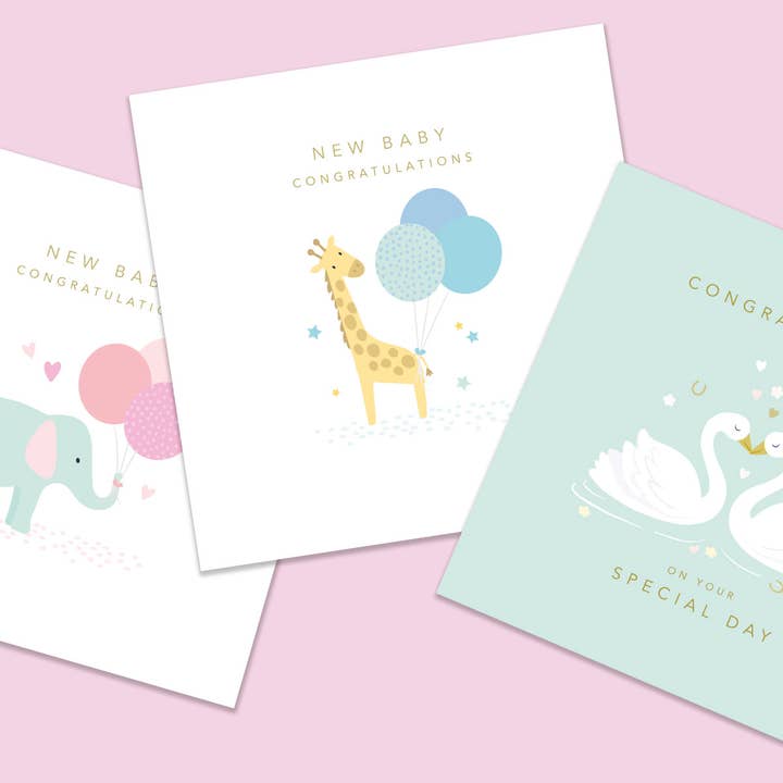 Klara Hawkins – wholesale Baby card – New Baby Girl Cute Elephant Card2