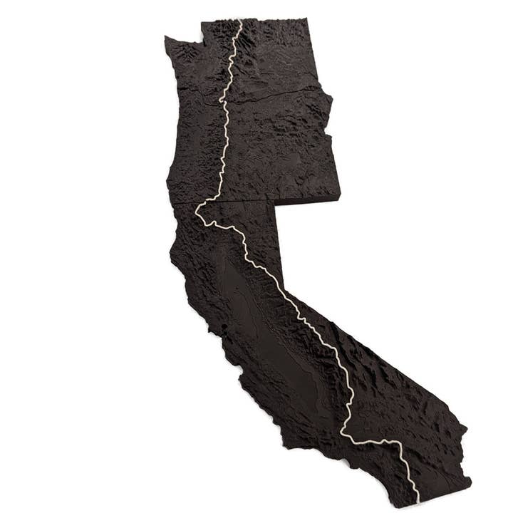 Décoration murale avec carte topographique 3D du Pacific Crest Trail (PCT) pour la vente par 3DTrails