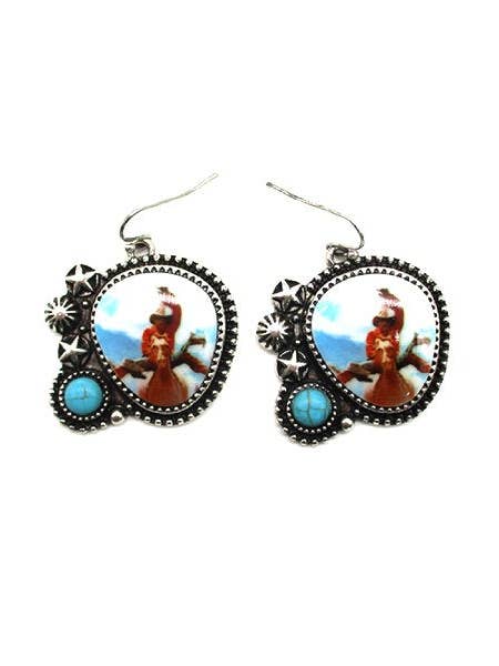 Western Theme Print Dangle Earring for wholesale by Snowing West