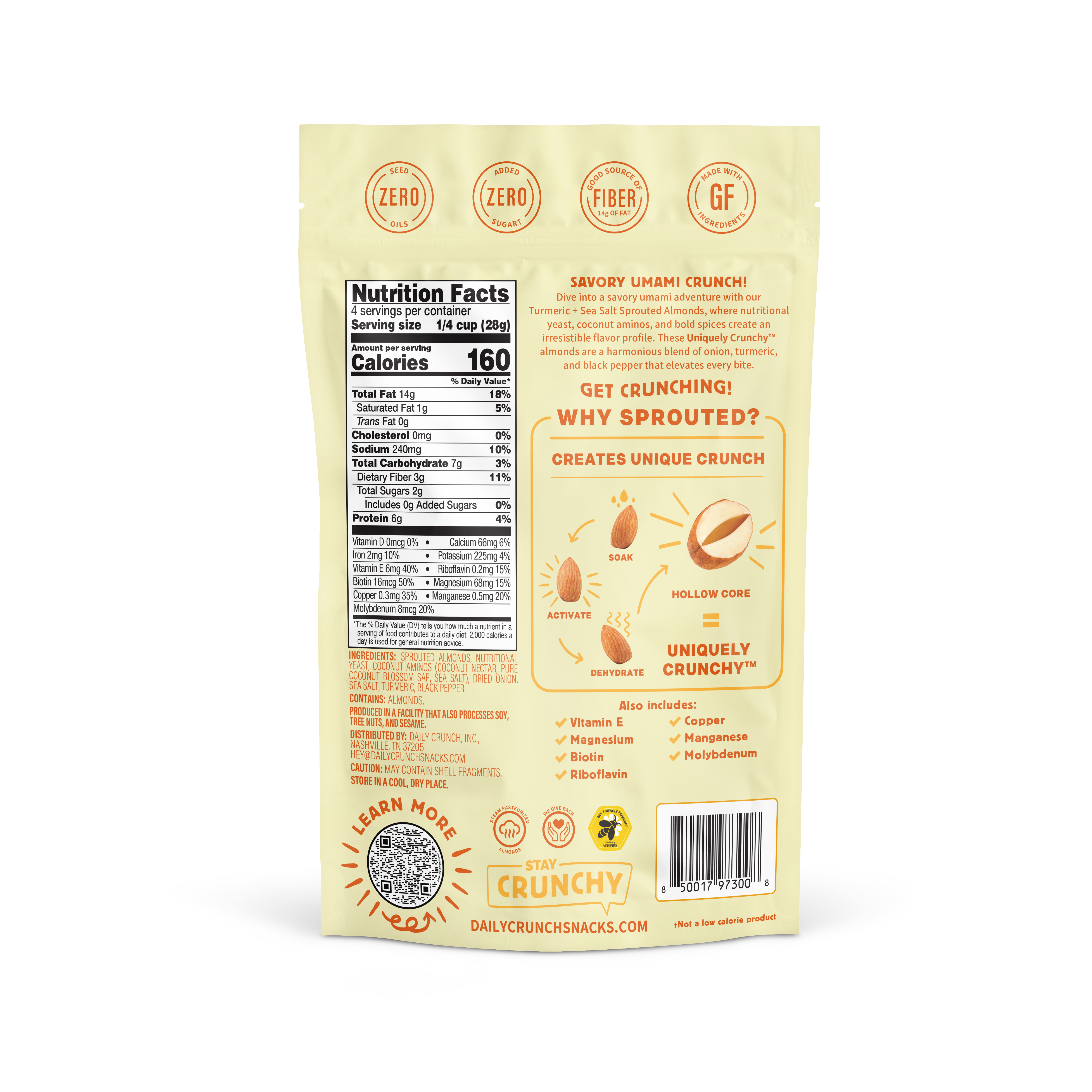 Daily Crunch - Vente Noix - Amandes au curcuma et sel de mer, sachet de 113g1