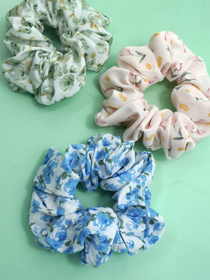 CHIFFON FLORAL TOILE SCRUNCHIES SET OF 3 | 40S738 for wholesale by JOSSLYN by wall to wall