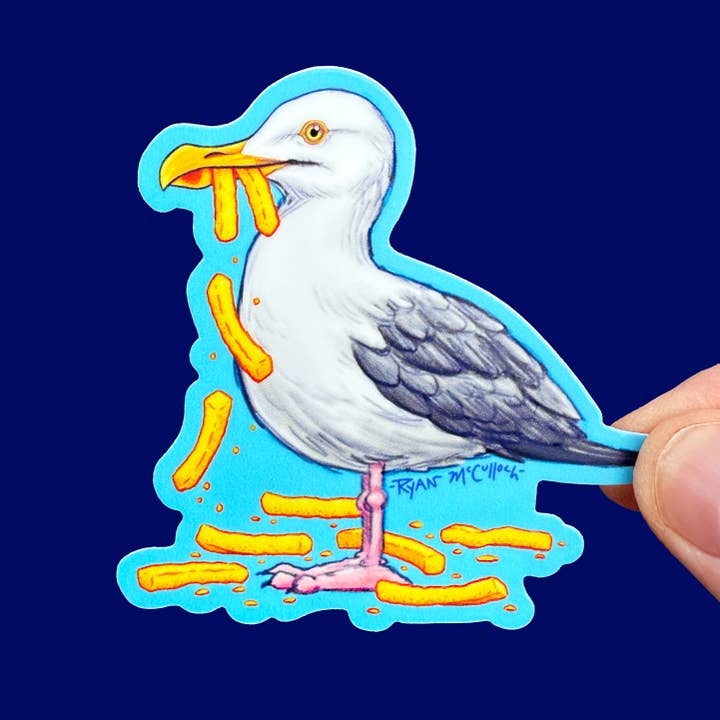 AUTOCOLLANT VINYLE : Mouette Avec Frites pour la vente par Ryan McCulloch Art