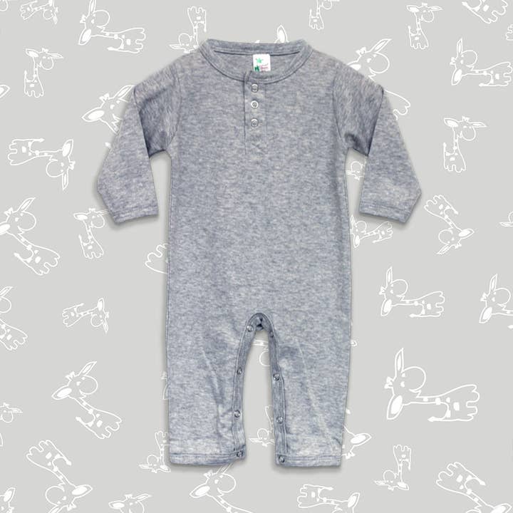 Laughing Giraffe - Wholesale Jumpsuit - Baby - Infant Baby Long Johns Henley Jumpsuit 6-PACK