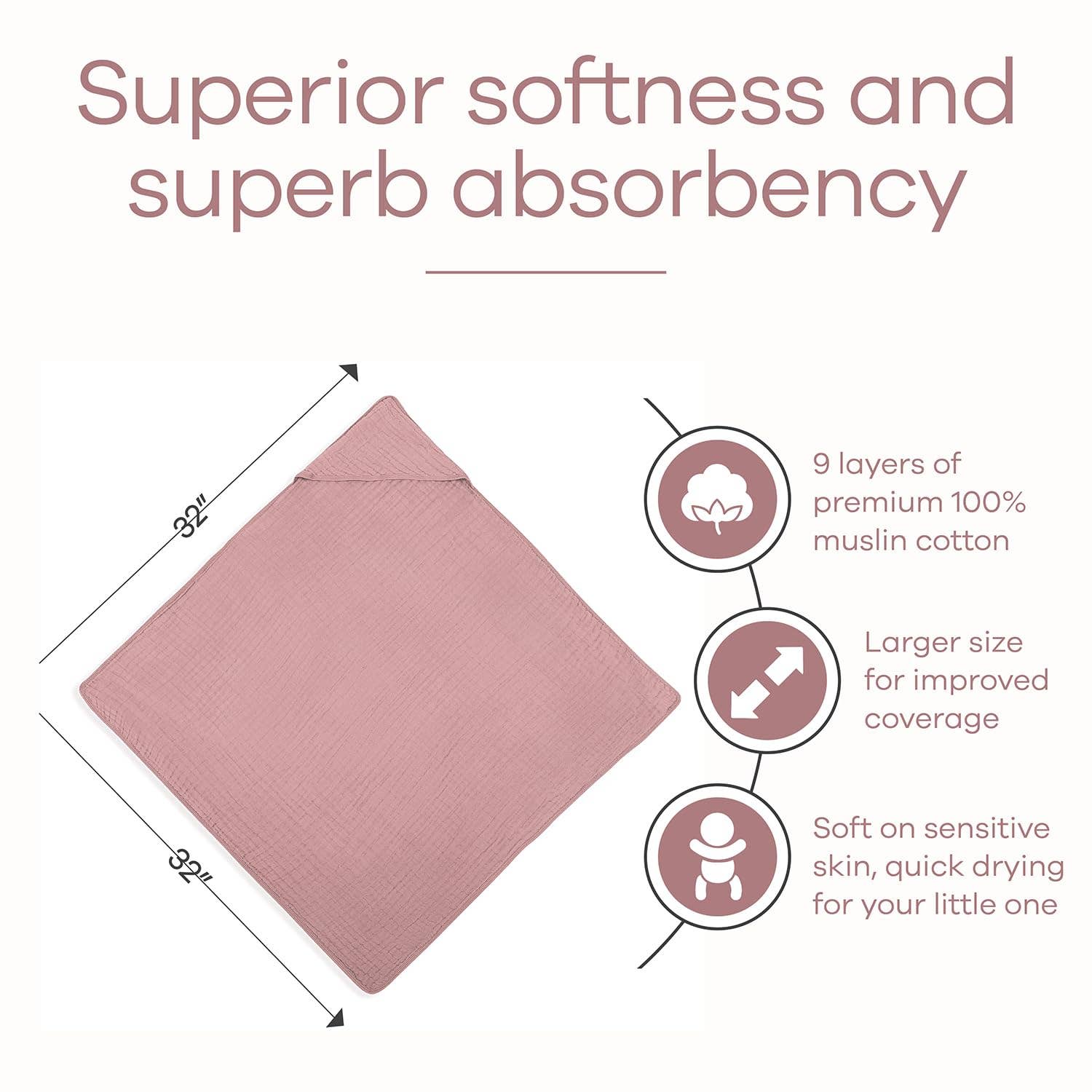 Comfy Cubs - Wholesale Hooded Towel - Kids & Baby - Baby Hooded 9 Layer Muslin Cotton Towel for Kids42