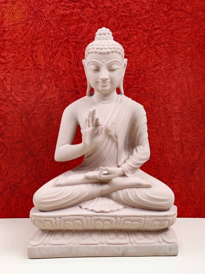 15" Gautam Buddha Preaching His Dharma | Handmade for wholesale by Exotic India Art
