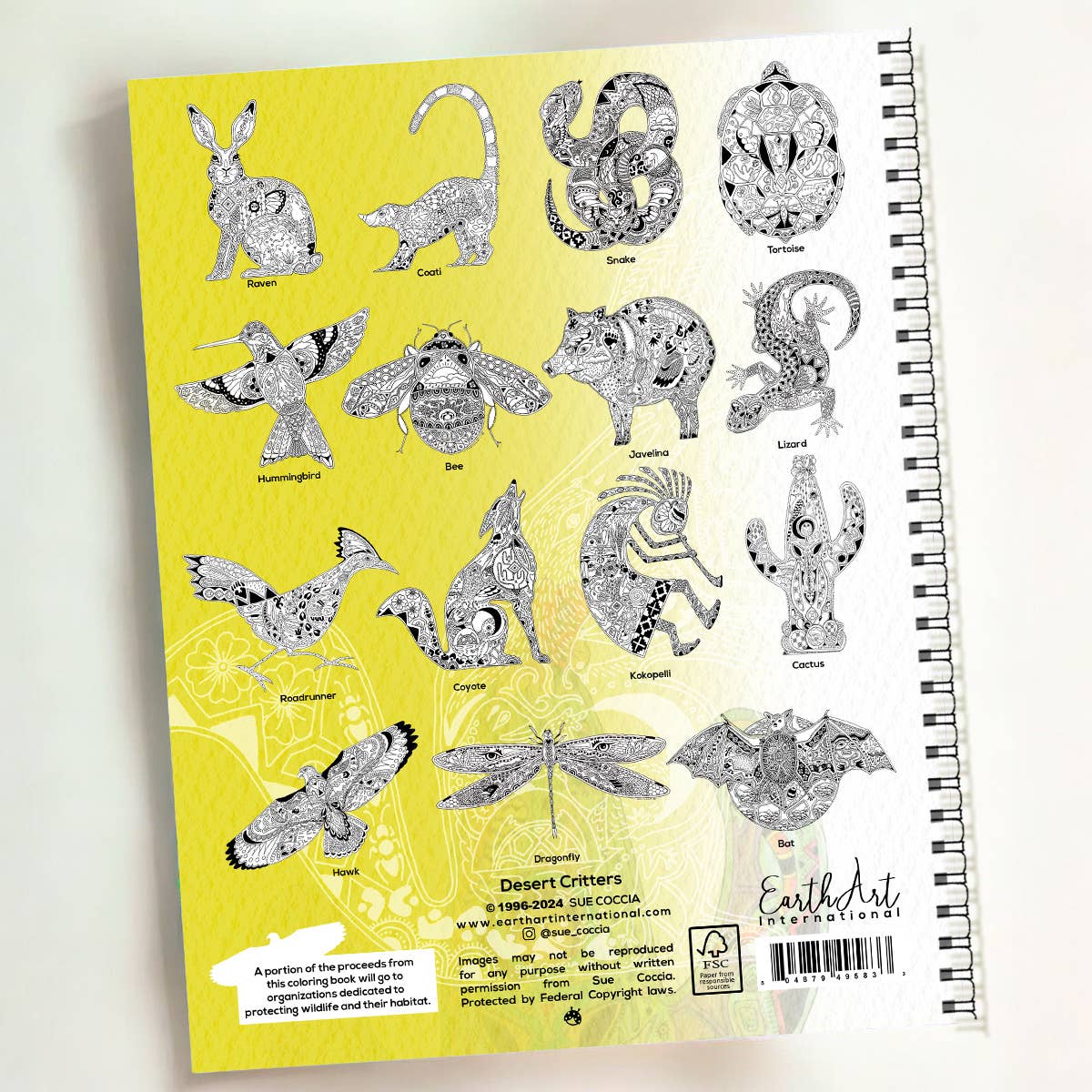 EarthArt International - Wholesale Coloring & Activity Book - Adult - Desert Critters Coloring Book1