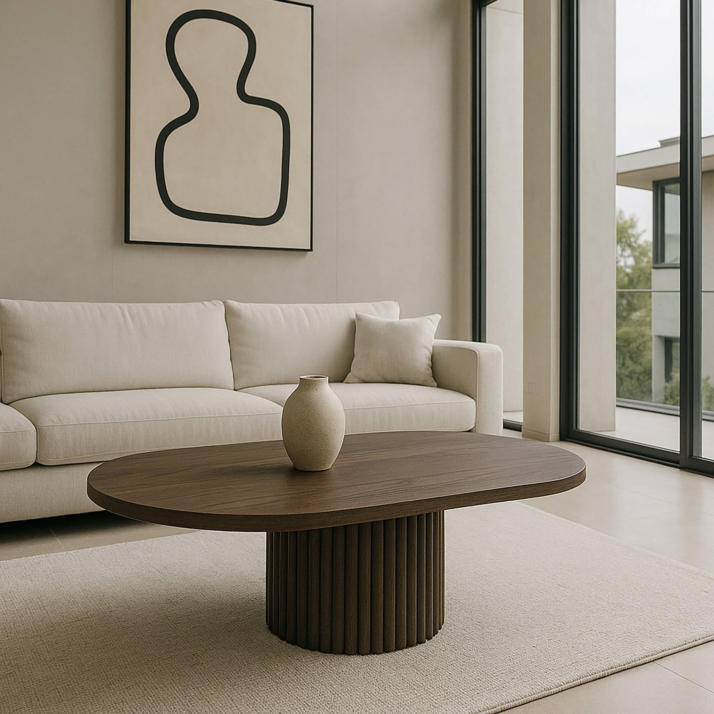 Now's Home - Wholesale Coffee Table - OVAL COFFEE TABLE WALNUT WOOD EFFECT 110X60XHT40CM SIERRA2