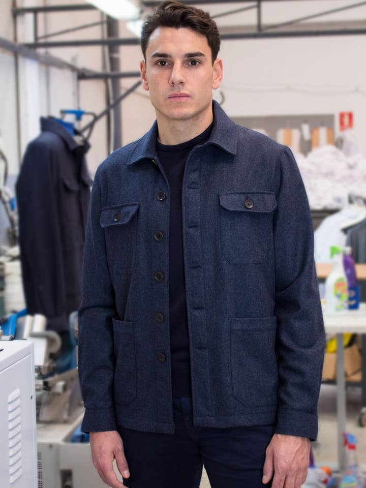 Sobrecamisa espiga con lana marino para venta al por mayor de Patadegayo