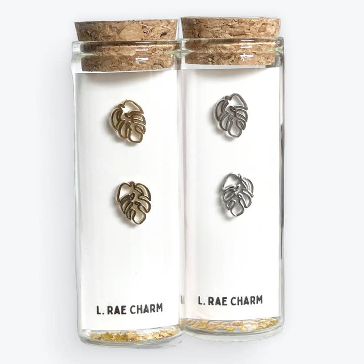 Monstera Leaf Stud Earrings. Hypoallergenic for wholesale by L Rae Charm