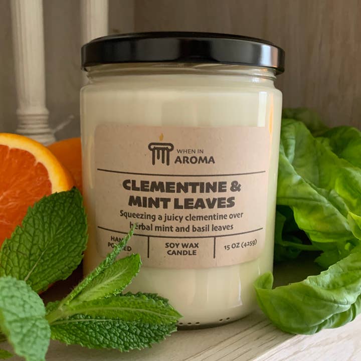 Bougie de soja Clementine & Mint Leaves pour la vente par When In Aroma Candle Company